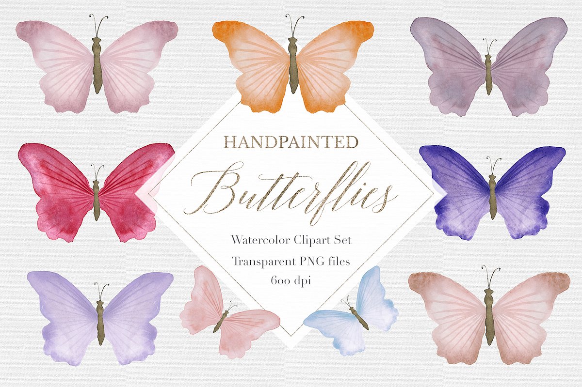 Watercolor Butterfly Clipart