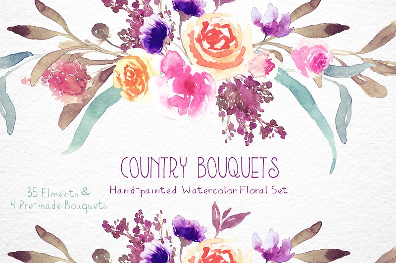 Country Bouquets - Watercolor