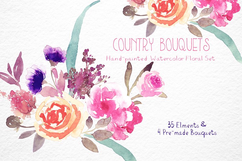 Country Bouquets - Watercolor