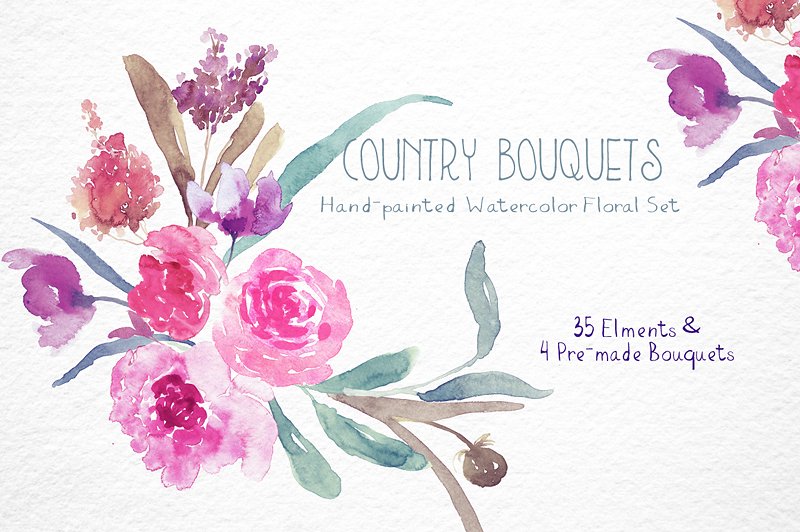 Country Bouquets - Watercolor