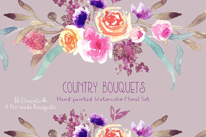 Country Bouquets - Watercolor