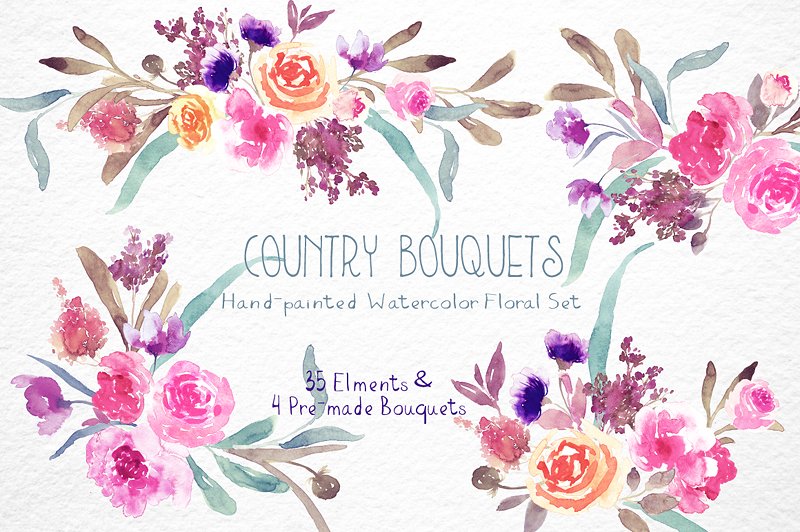 Country Bouquets - Watercolor