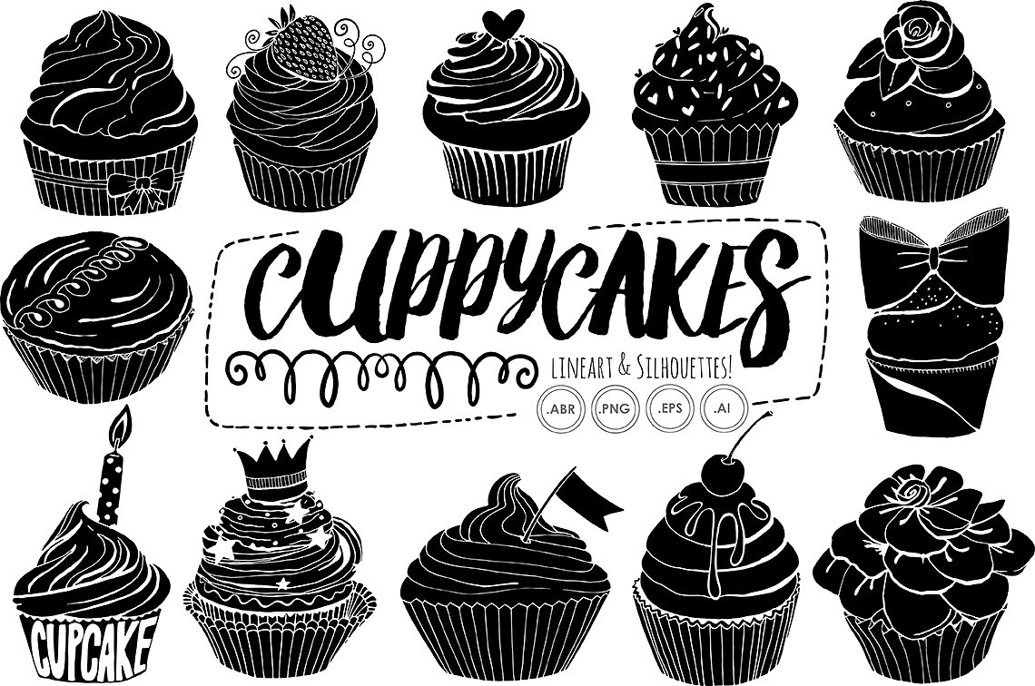 Birthday Cupcake Line Art