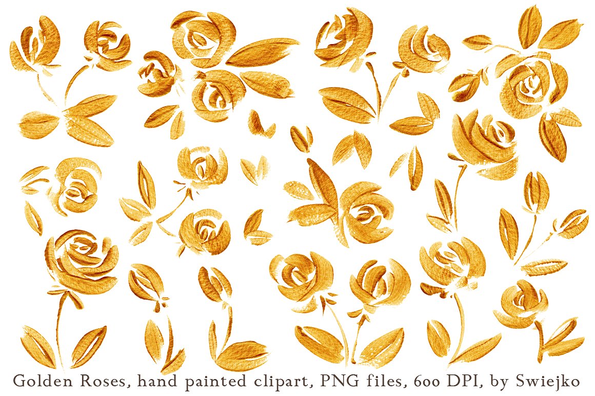 Golden Roses clipart set