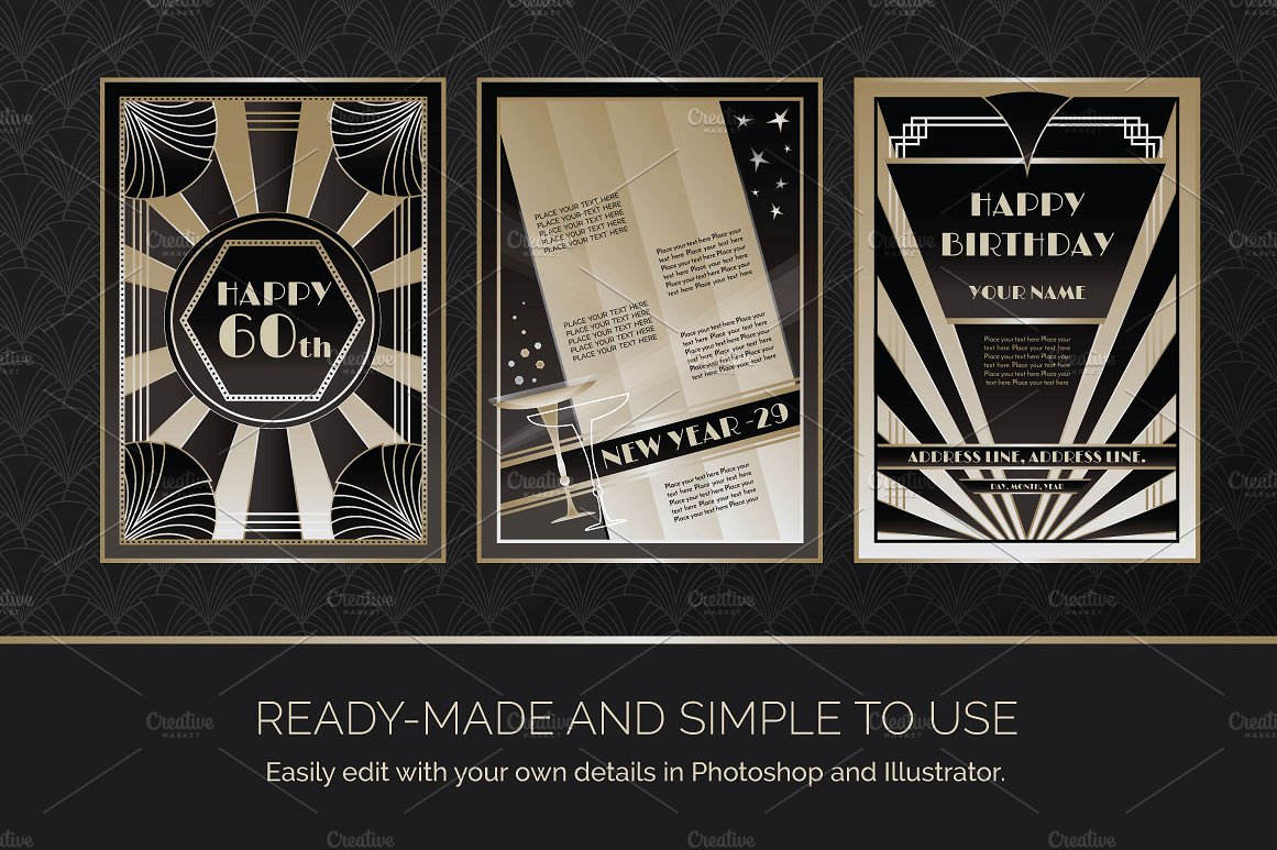 Gold Art Deco Design Templates