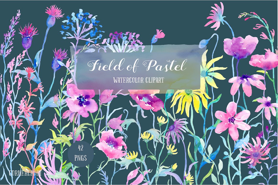 Watercolor Field of Pastel