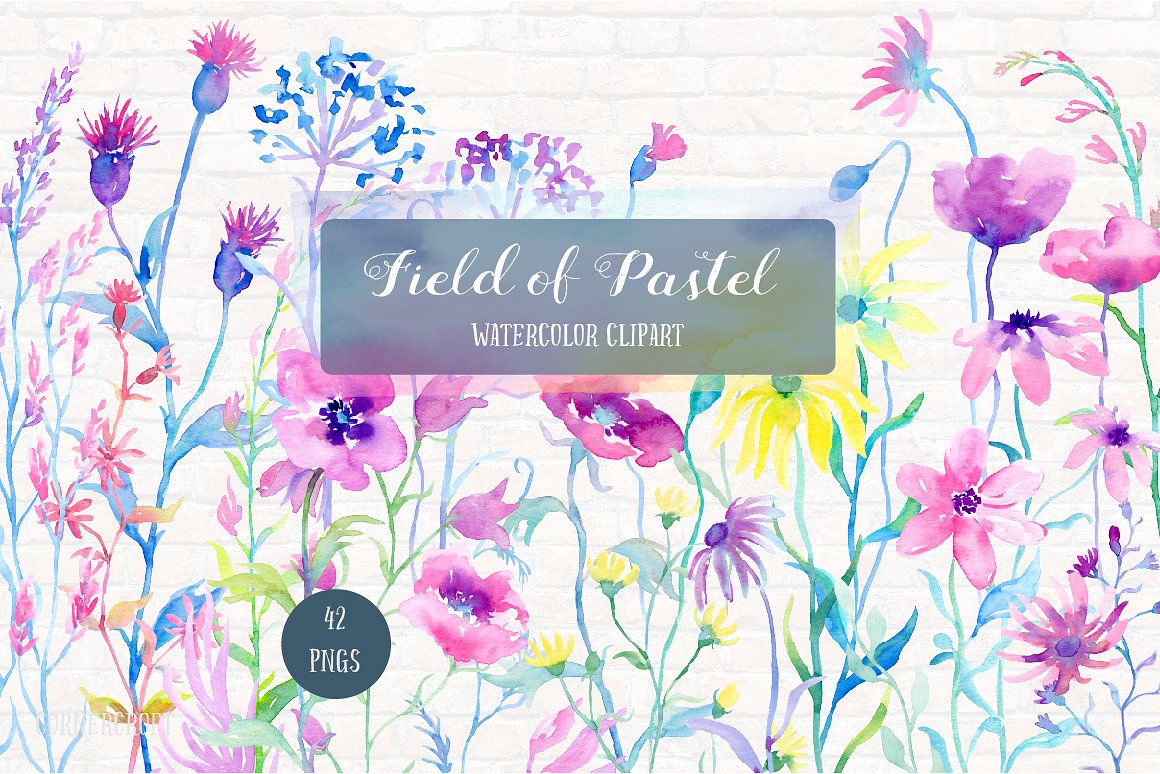 Watercolor Field of Pastel