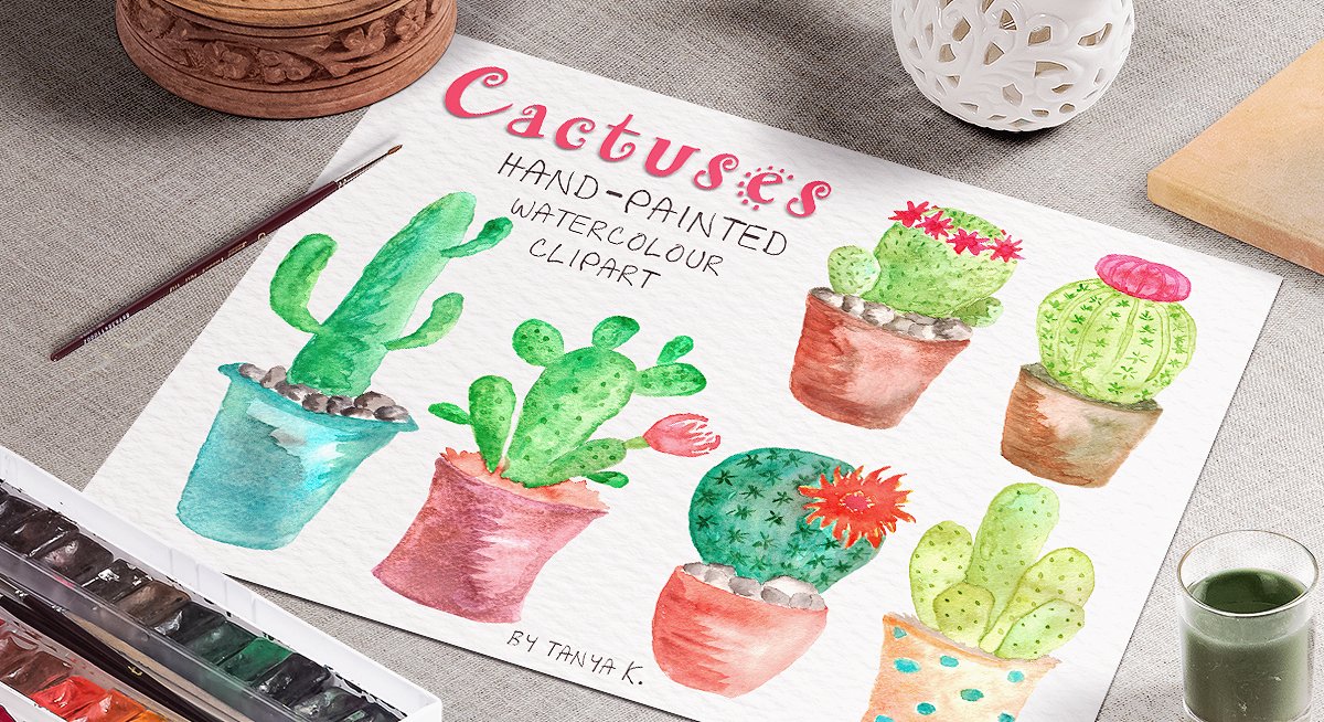 Cactuses Watercolor Collection