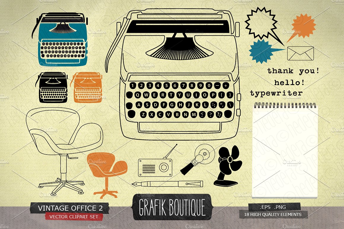 Vintage office, retro typewrit