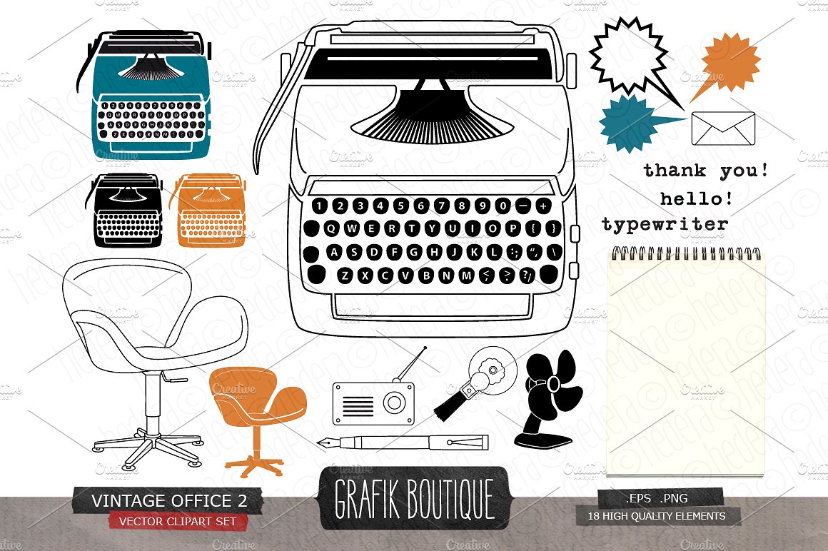 Vintage office, retro typewrit