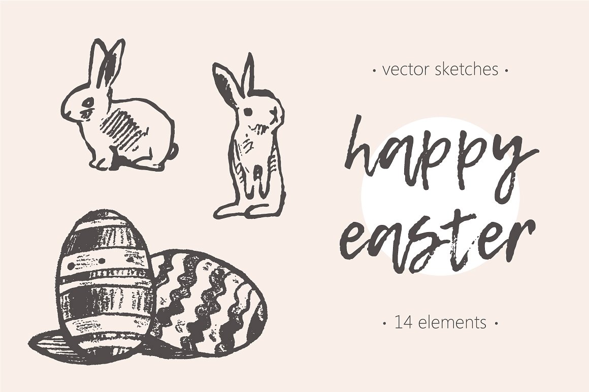 Set of cute easter rabbits, eg