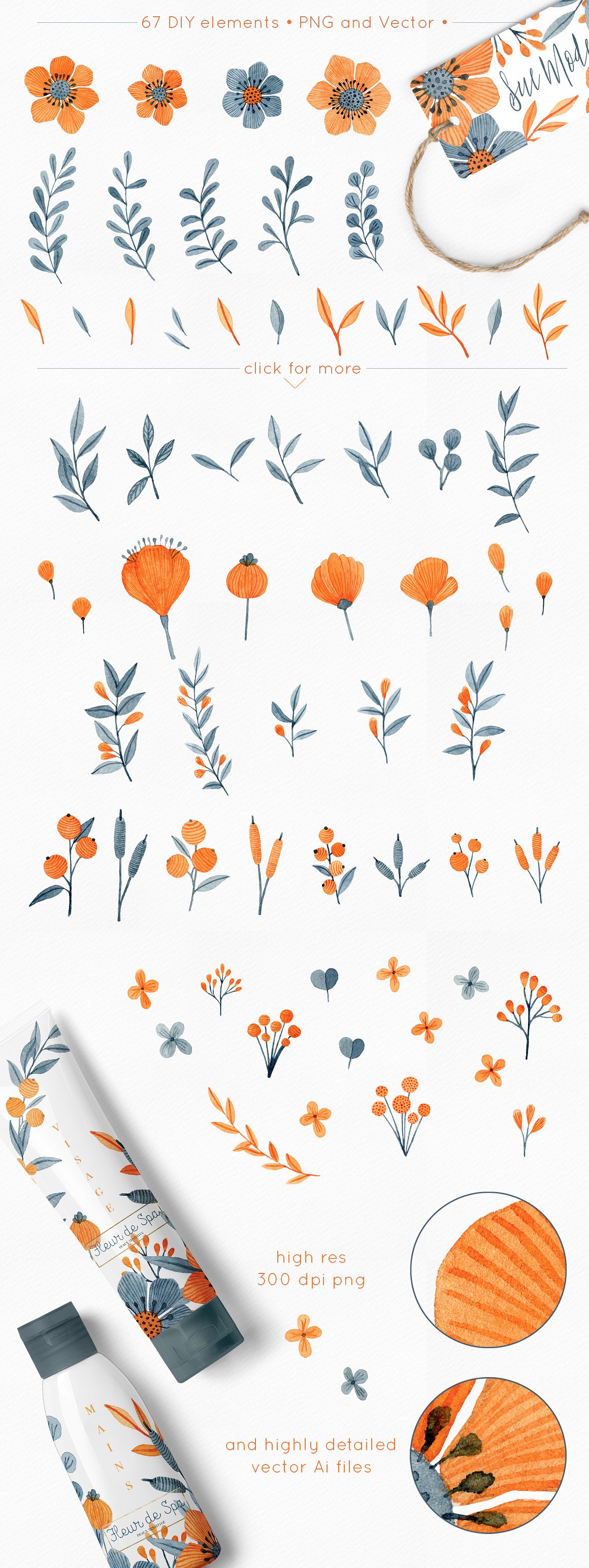 Floral Watercolor Graphics Bun