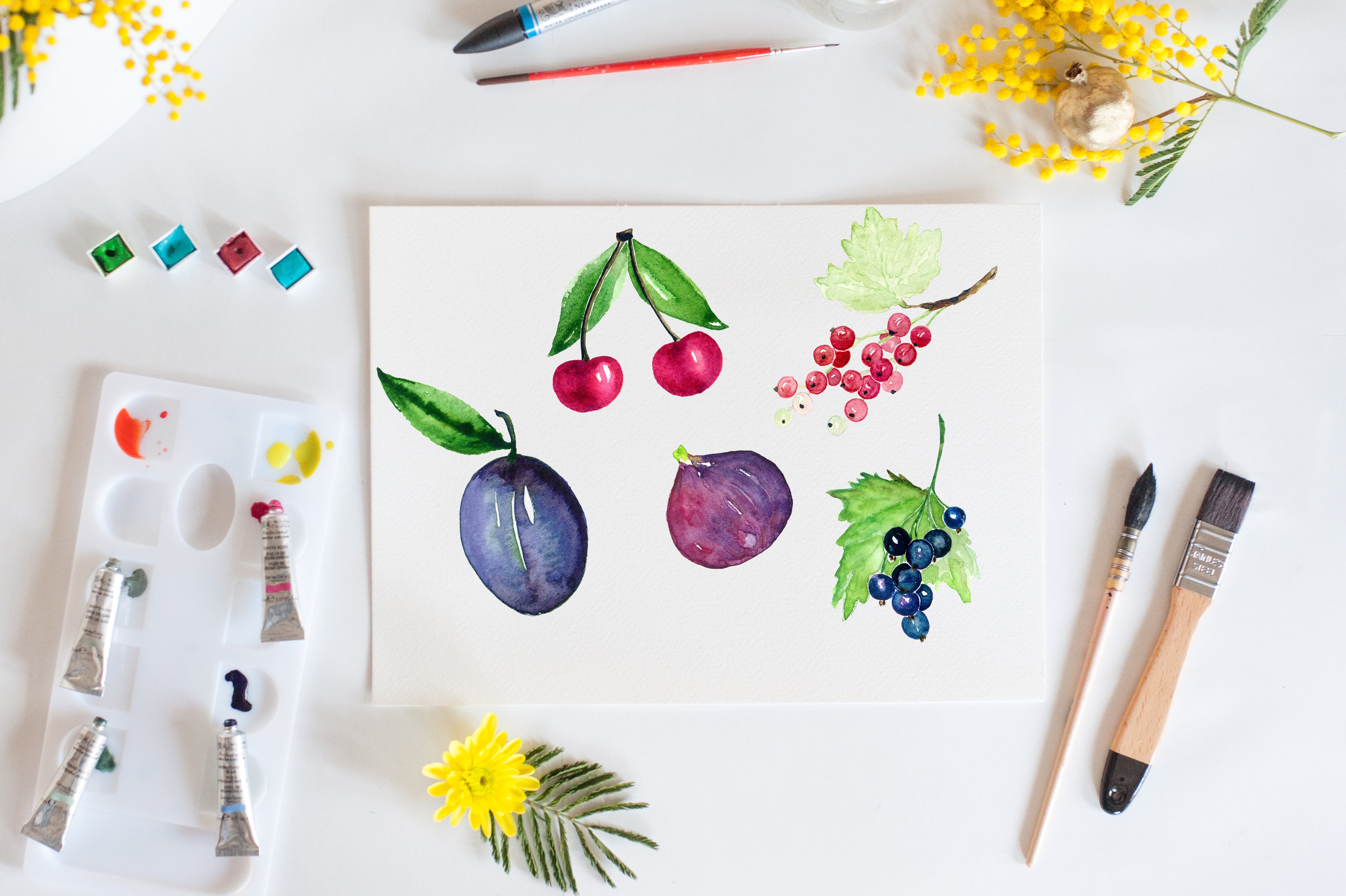 Fruits & berries watercolo