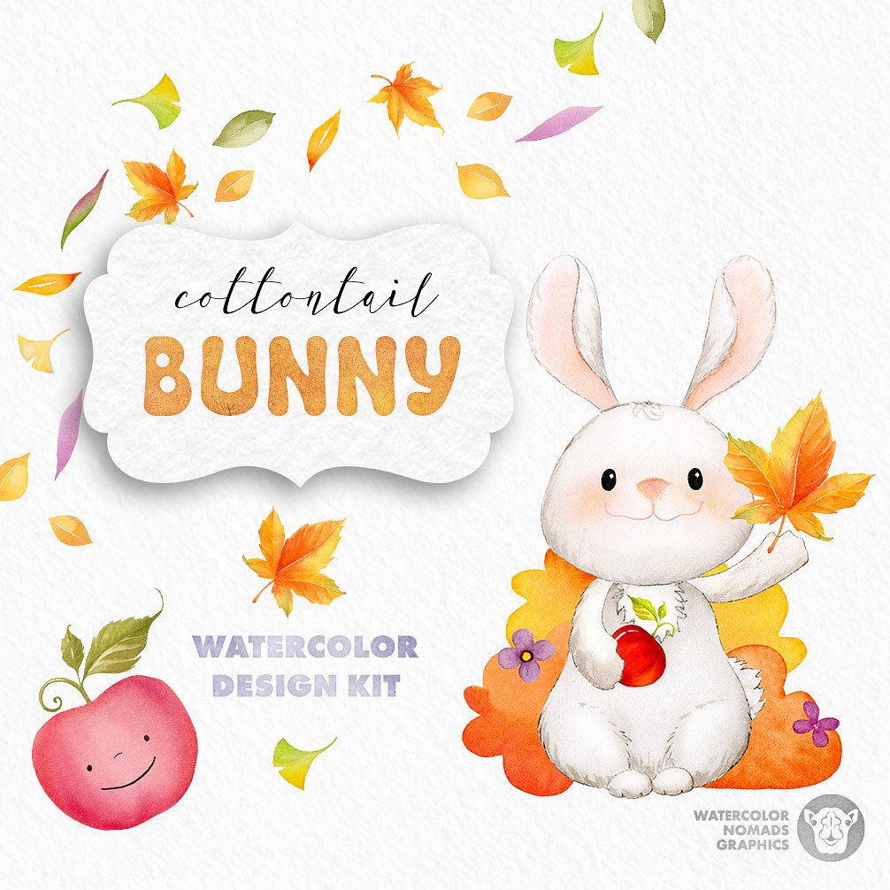 Cottontail Bunny Autumn Waterc