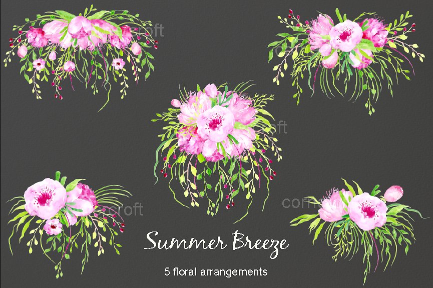 Watercolor Clipart Summer Bree