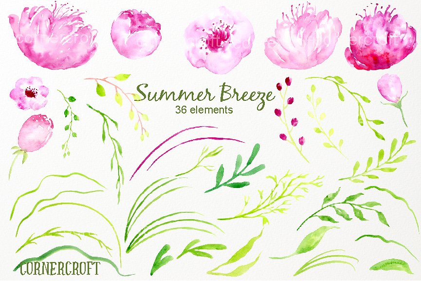 Watercolor Clipart Summer Bree