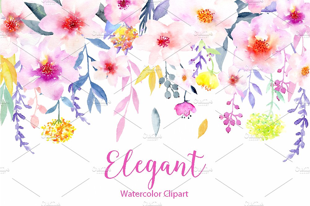 Watercolor Flower Clipart Eleg