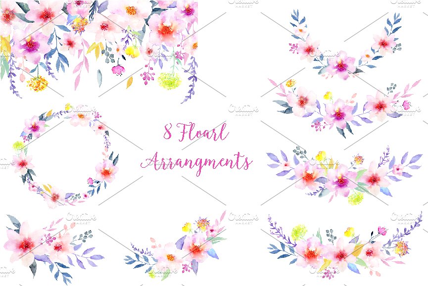 Watercolor Flower Clipart Eleg