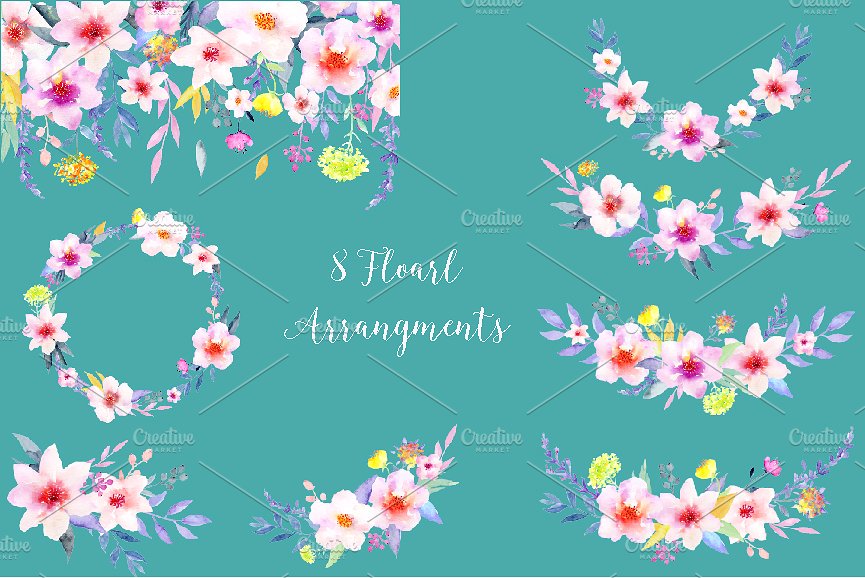 Watercolor Flower Clipart Eleg