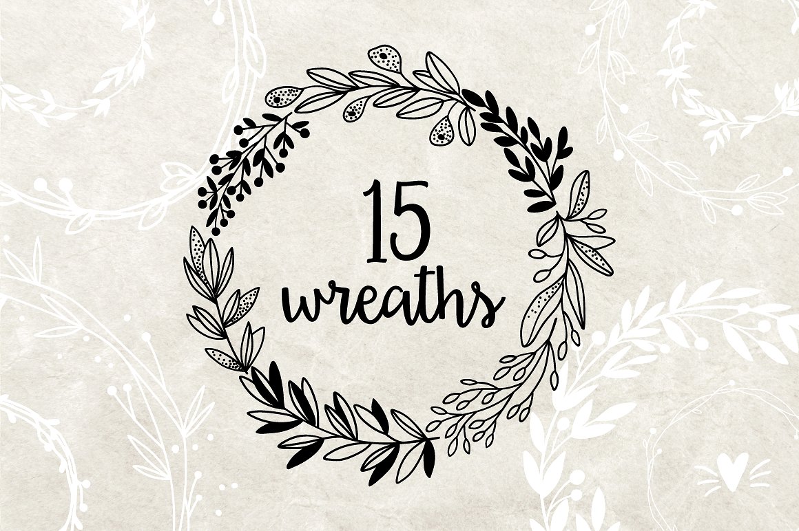 Hand drawn floral wreaths