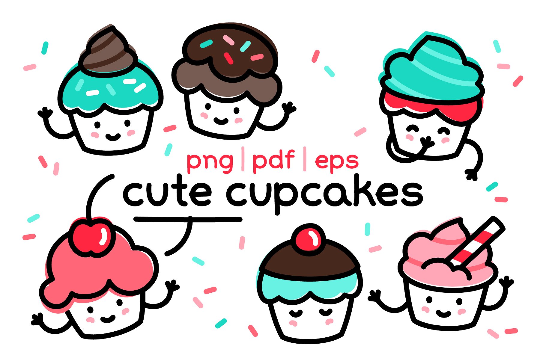 Cute and colorful vector cupca