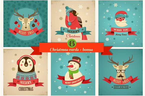 Xmas Hipster Greeting Cards