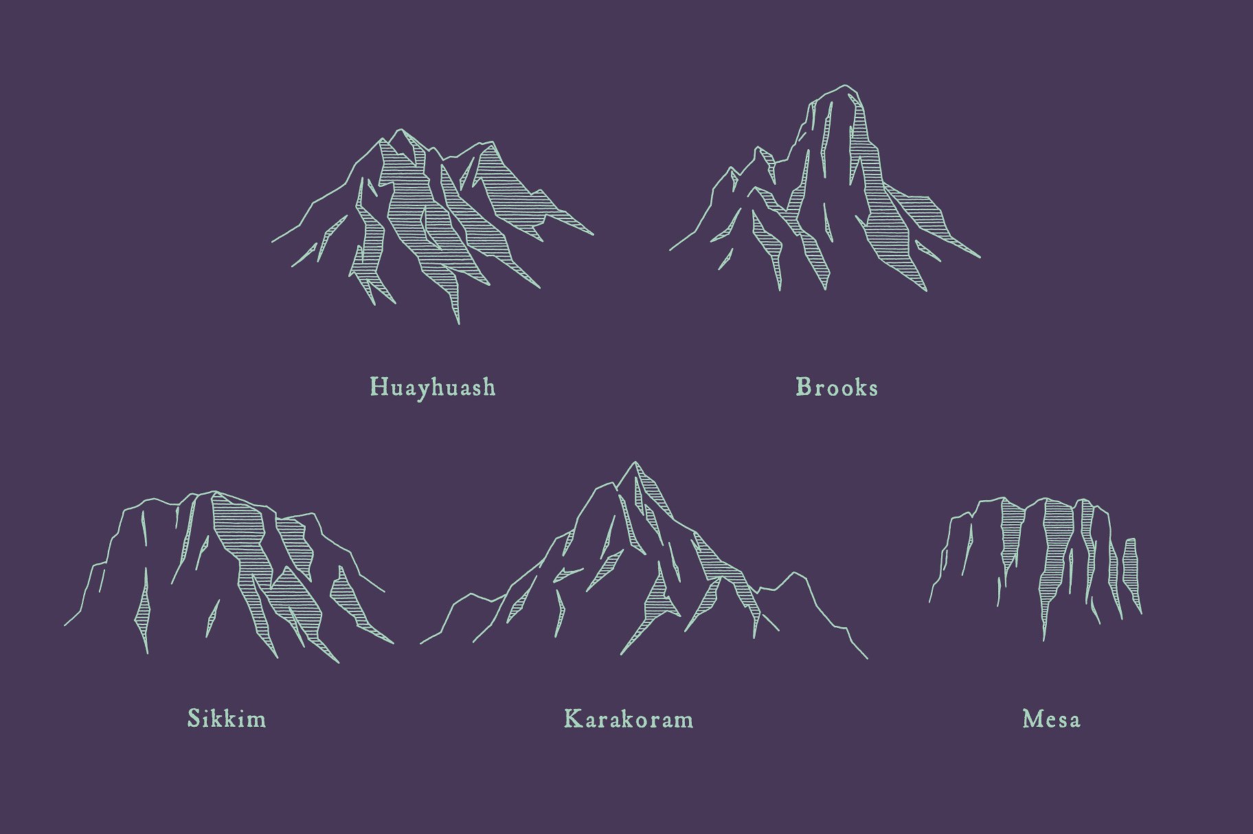 5 Mountain Ranges - By Hand