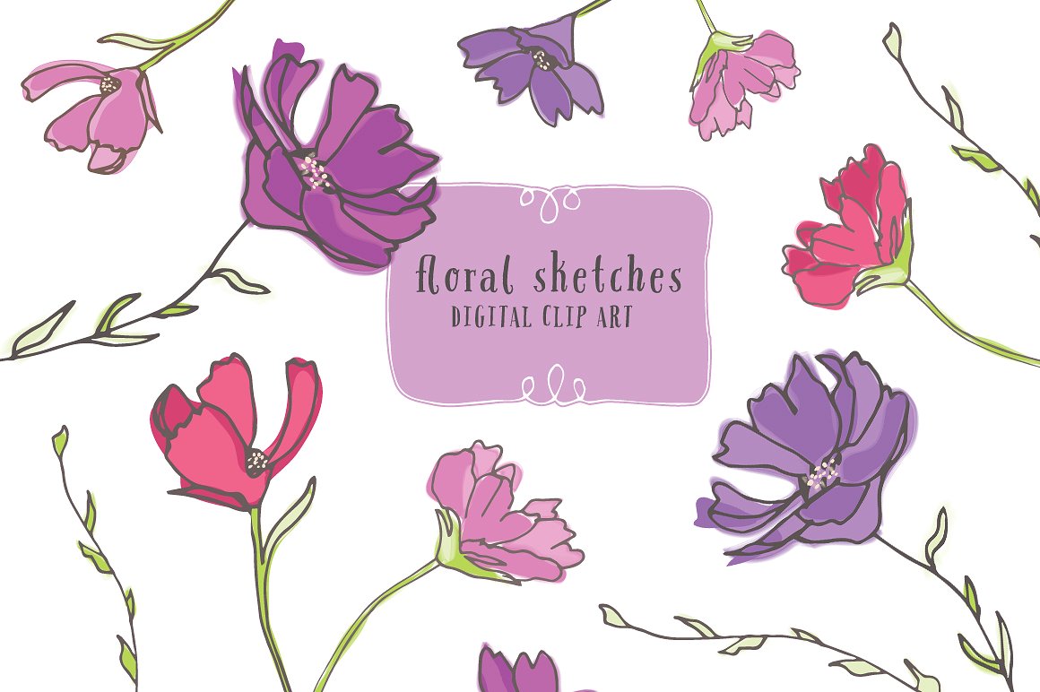 Floral Sketches - Floral Clip