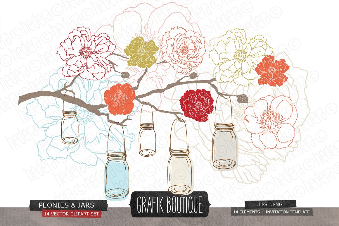 Flowers hanging jars vector we