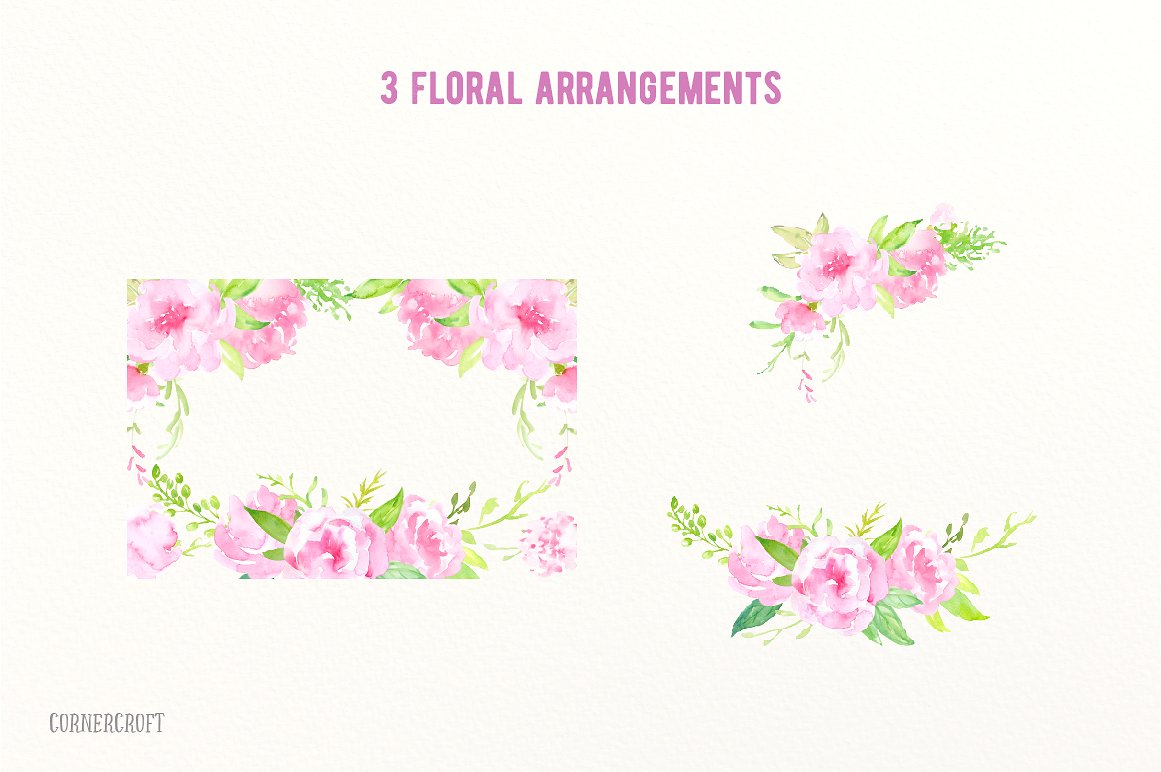 Watercolor Clipart So Pink Flo