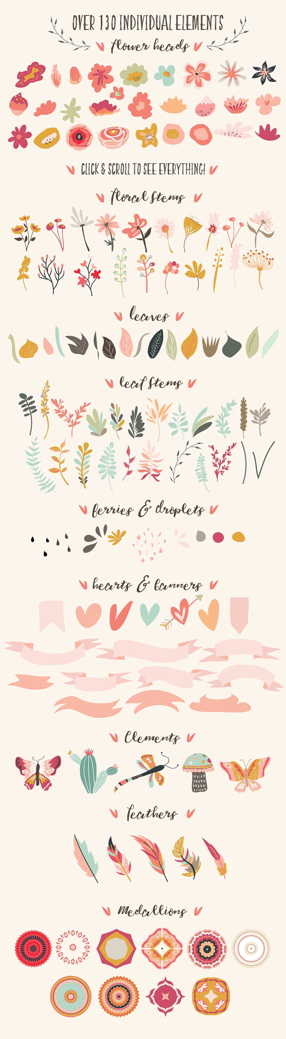 Sweet Garden Floral Clipart Bu