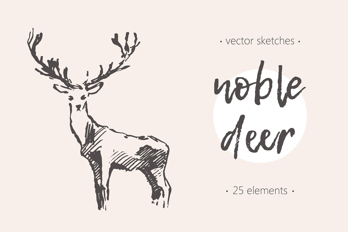 Collection of noble deer sketc