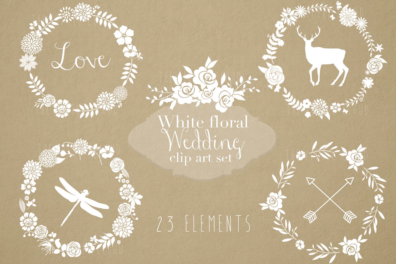 White floral clip art set