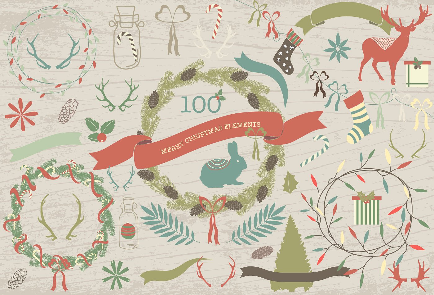 100 Merry Christmas Elements P