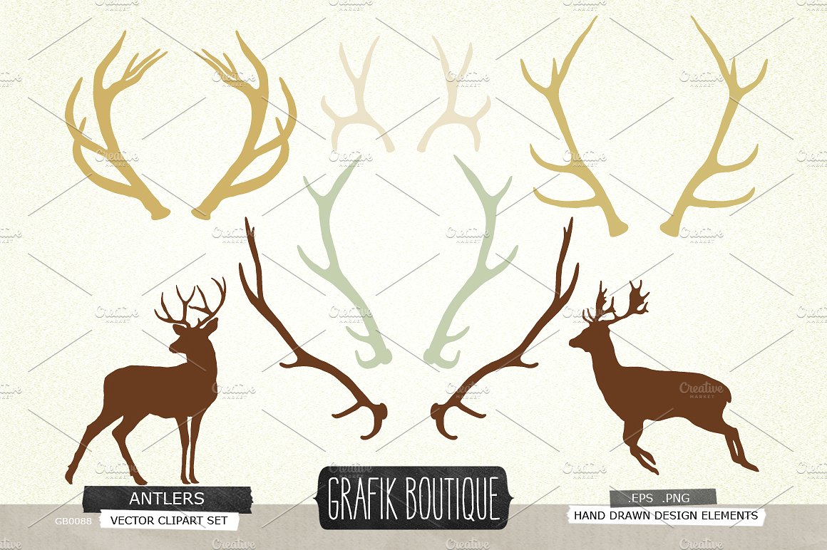 Antlers deer silhouette vector