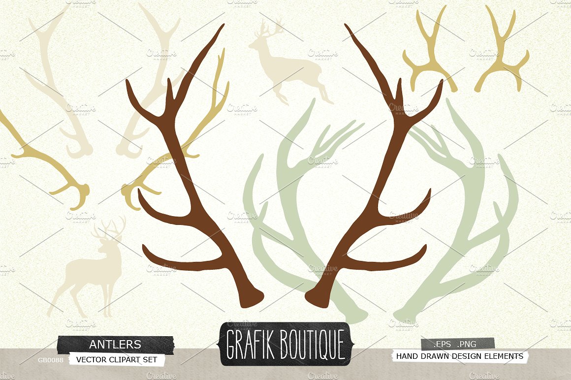 Antlers deer silhouette vector