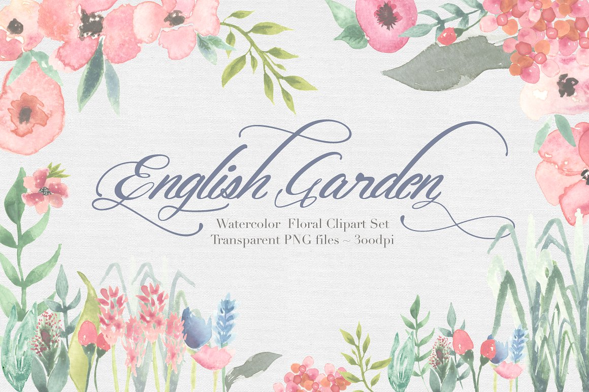 English Garden Watercolor clip