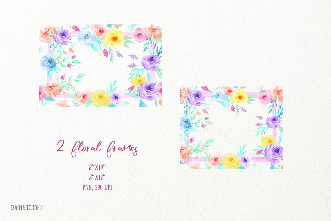 手绘水彩花卉植物设计素材Watercolor Clipart
