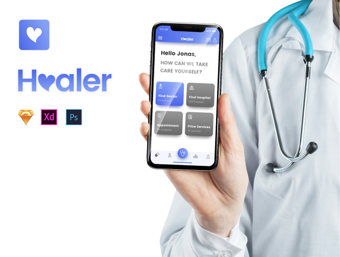 现代简洁医疗健康团队私人医生诊所移动iOS UI工具包Hea