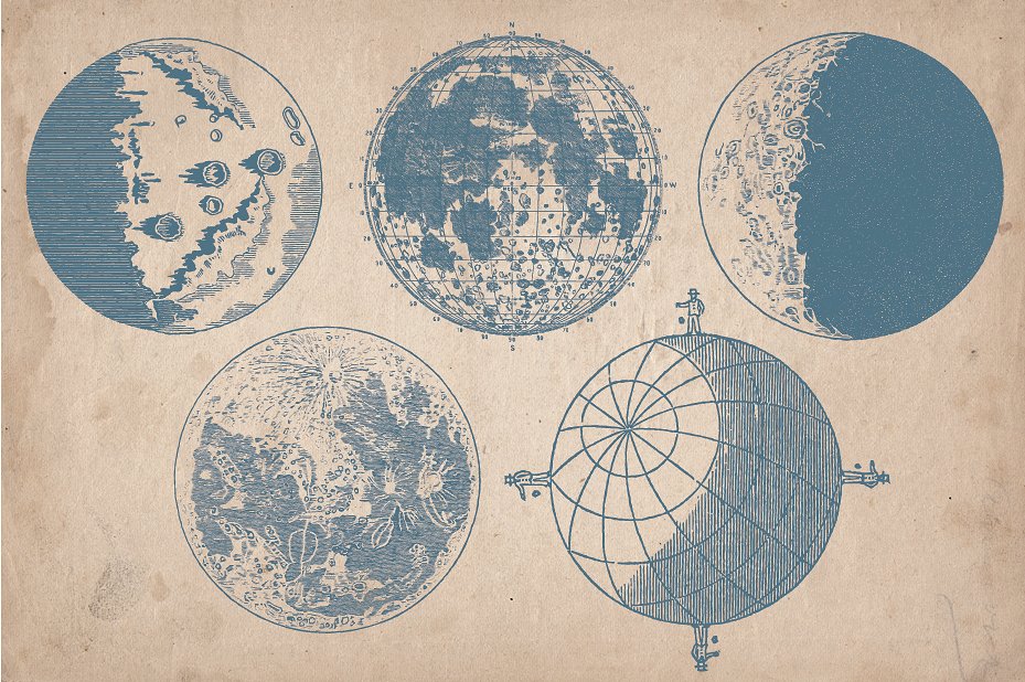 复古手绘天文插图素材Vintage Astronomy Il