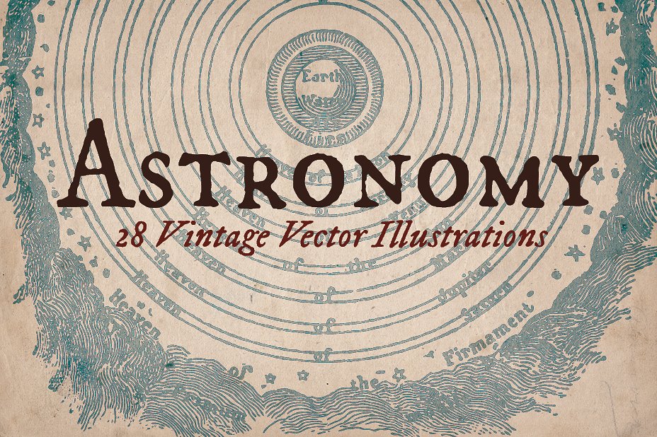 复古手绘天文插图素材Vintage Astronomy Il