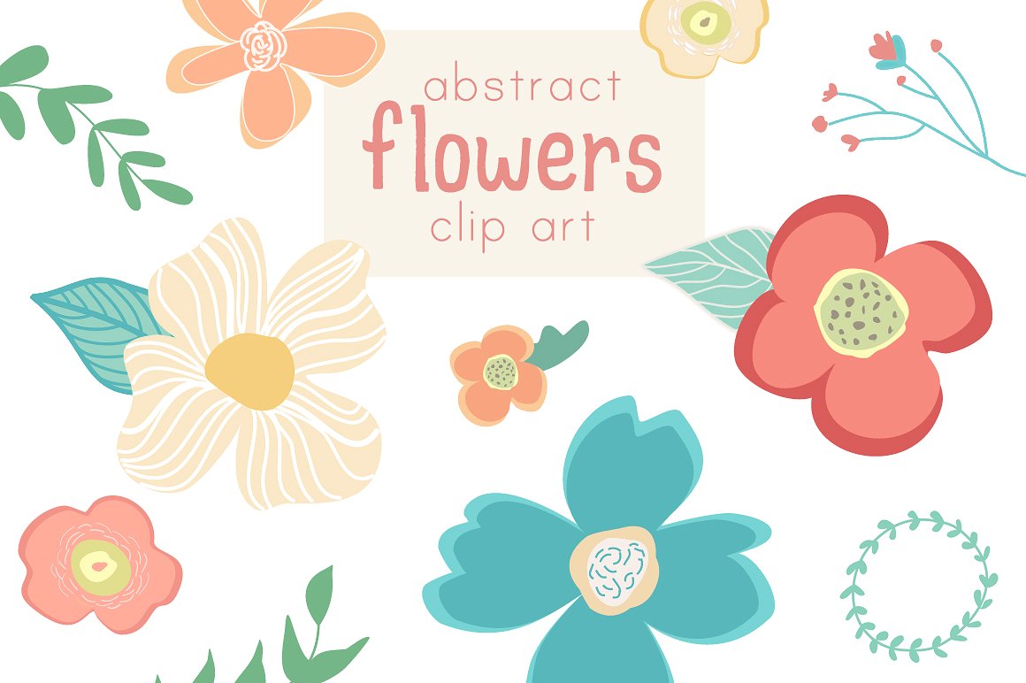 手绘抽象艺术花卉设计素材Abstract Flower Cl