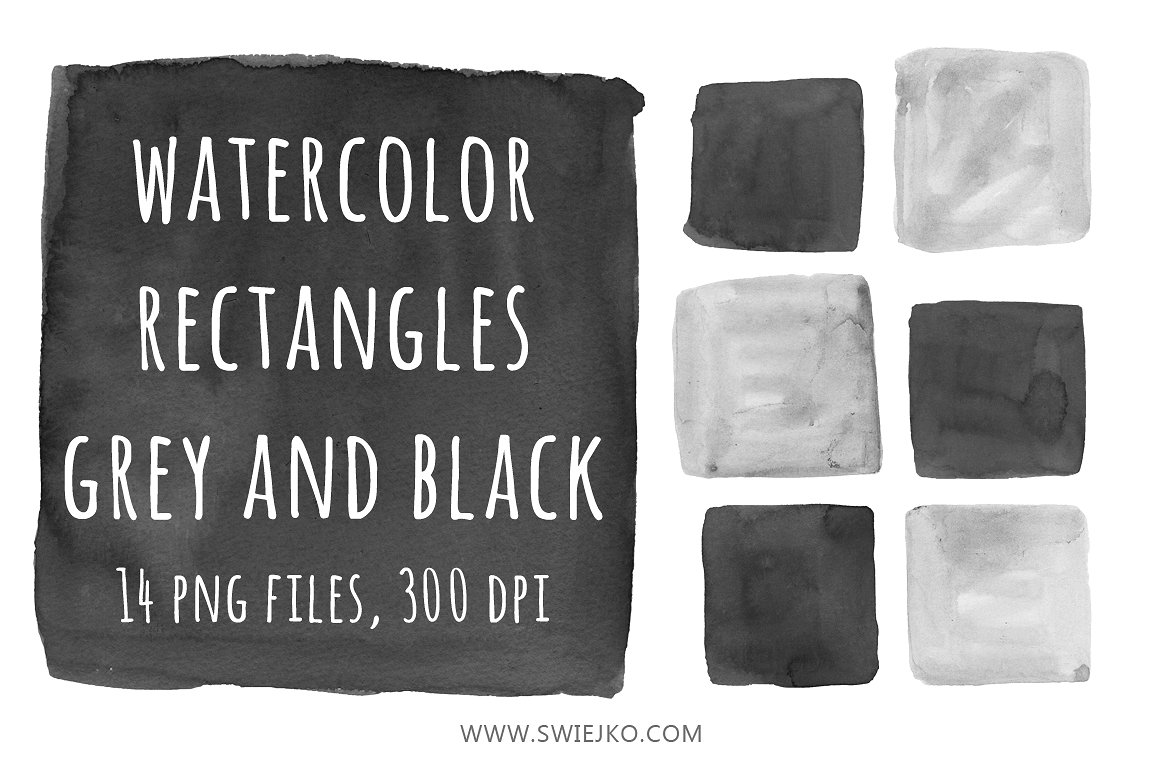 手绘水彩矩形设计素材Watercolor Rectangle