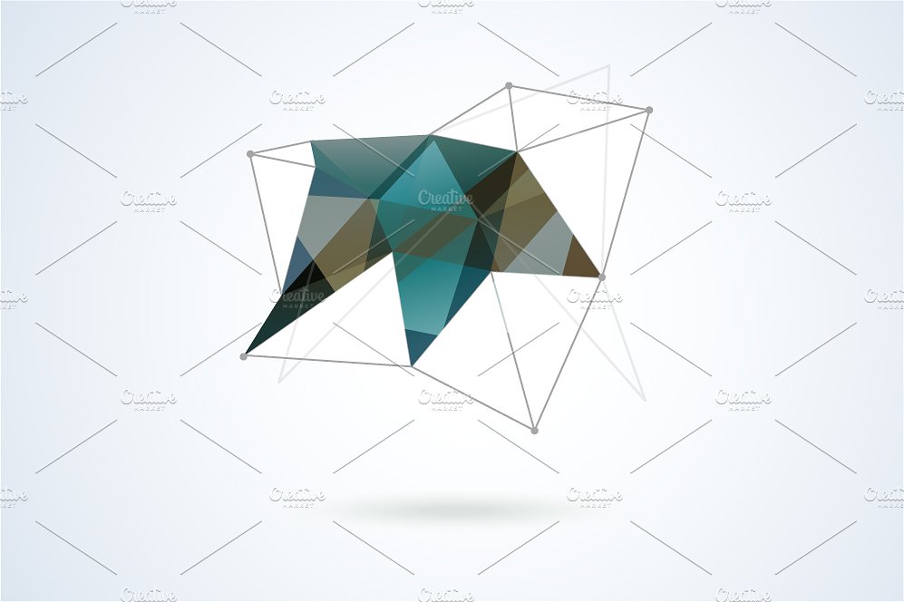 手绘几何形状3D矢量插图素材Polygon geometri