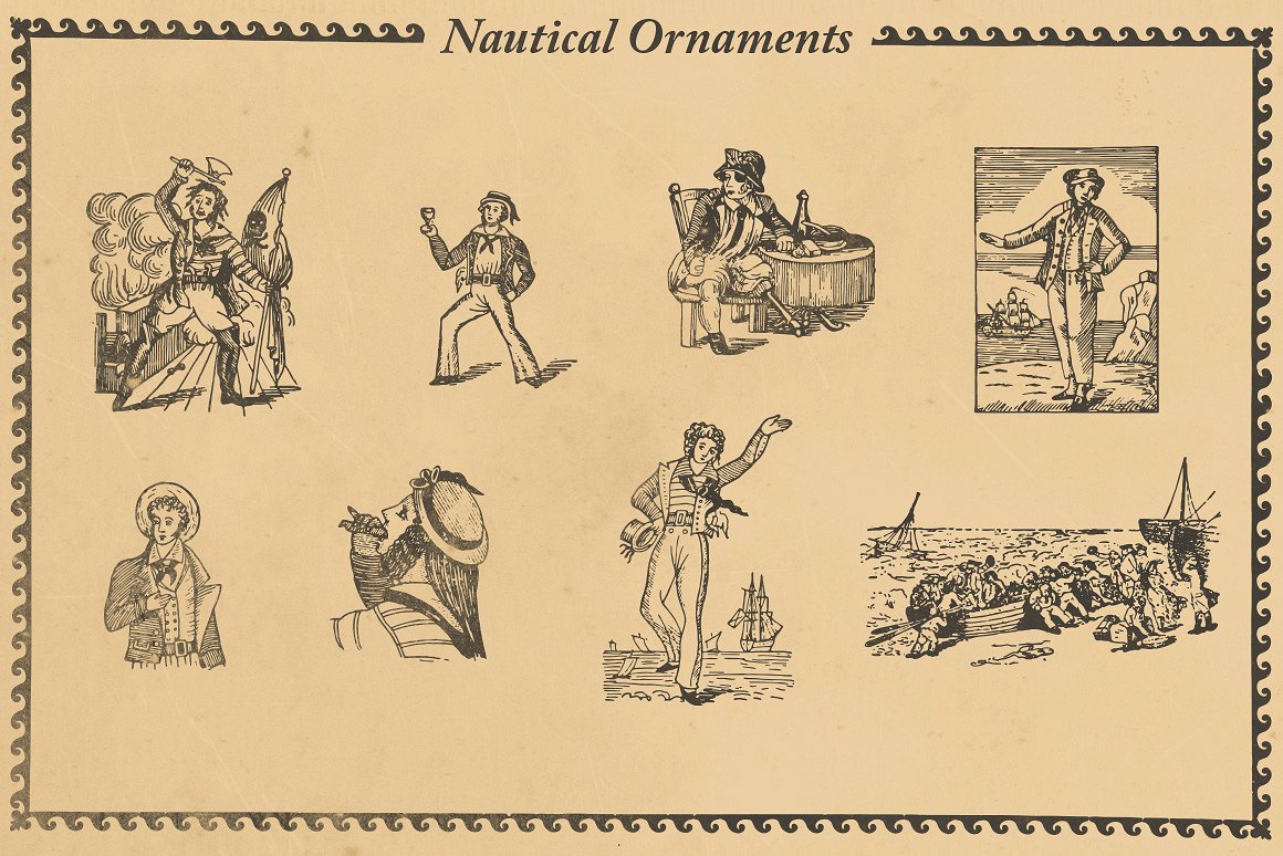 复古手绘航海饰品插图素材Nautical Ornaments