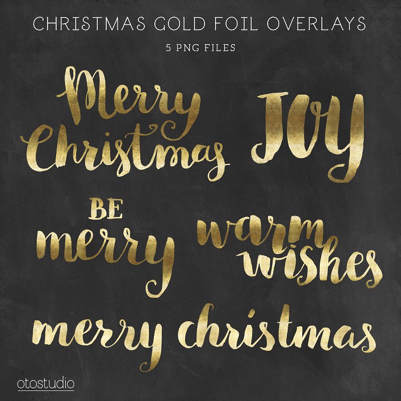 金箔圣诞节装饰文字Christmas Gold Foil L