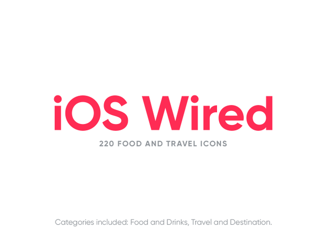 220个高品质食品饮料美食旅行度假矢量图标iOS Wired