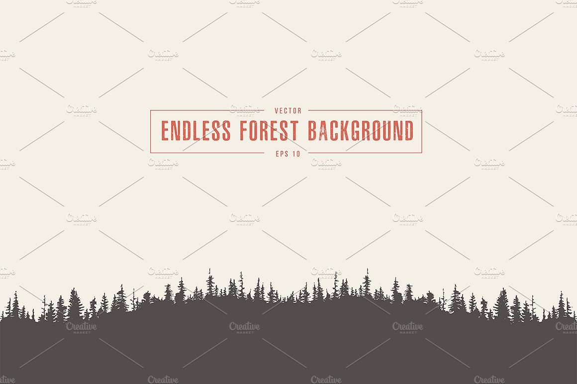 手绘森林矢量插图Endless pine forest