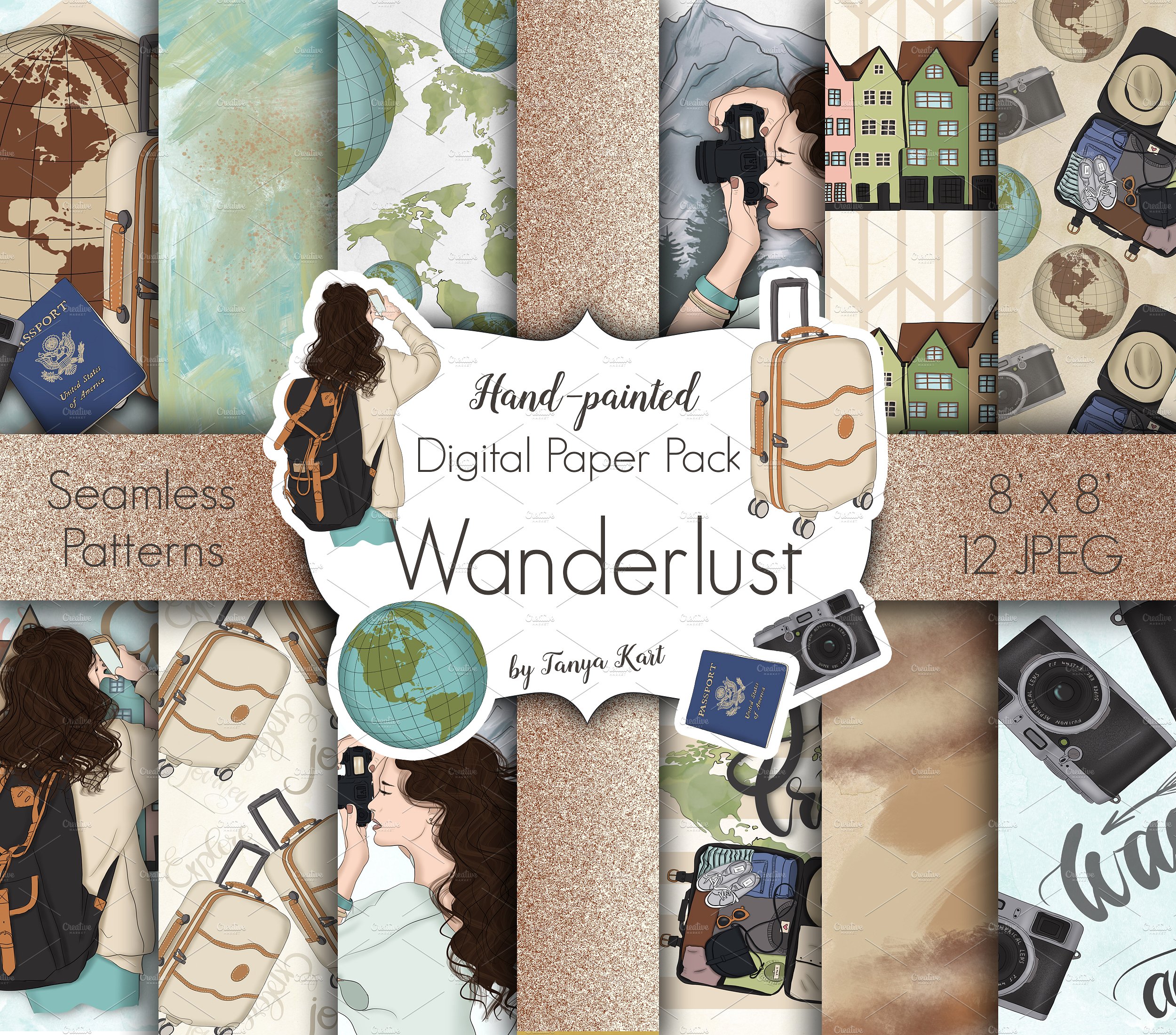 手绘户外旅游主题设计素材Wanderlust Hand Dr