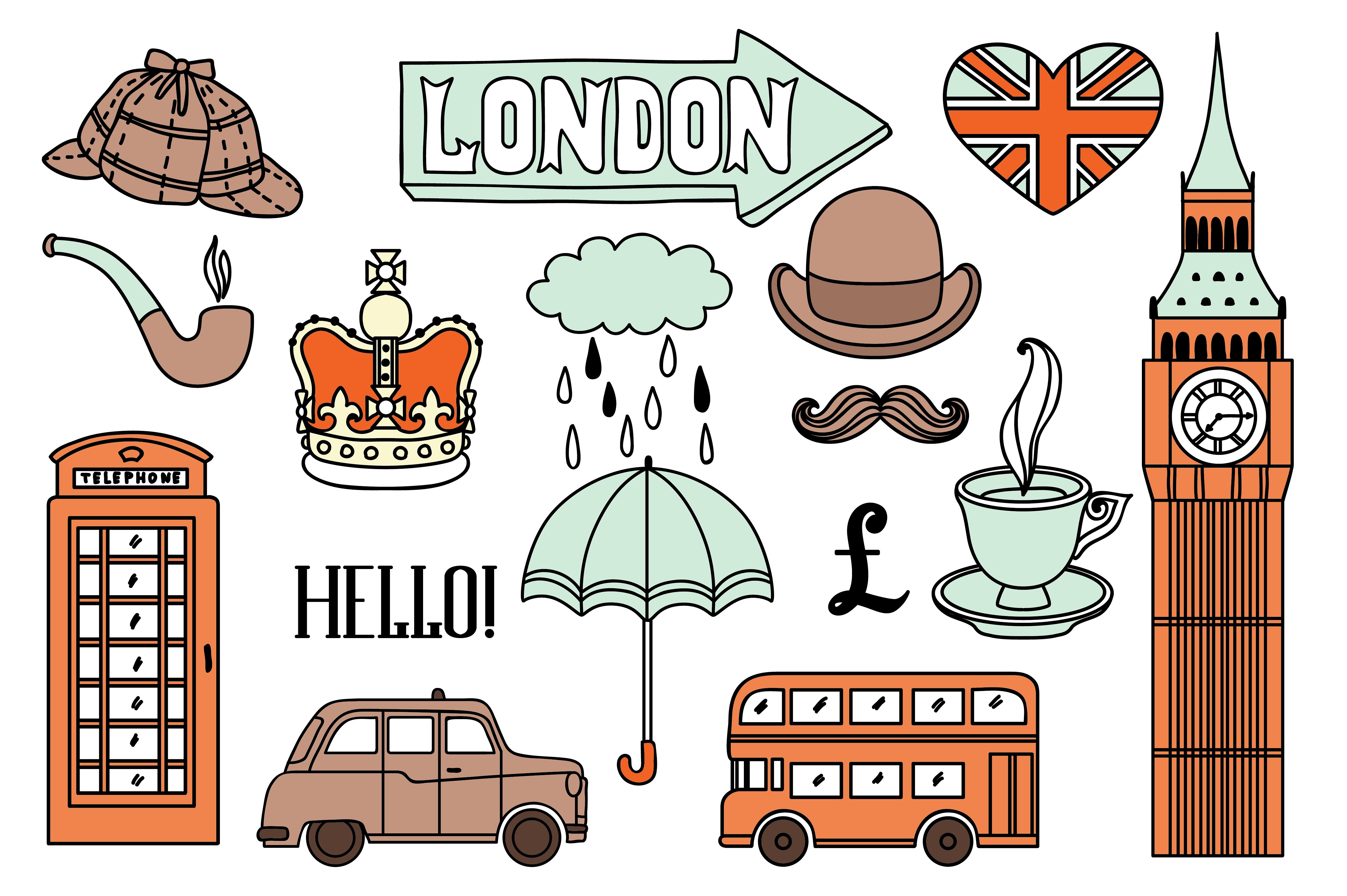 伦敦主题设计素材London vector icons an